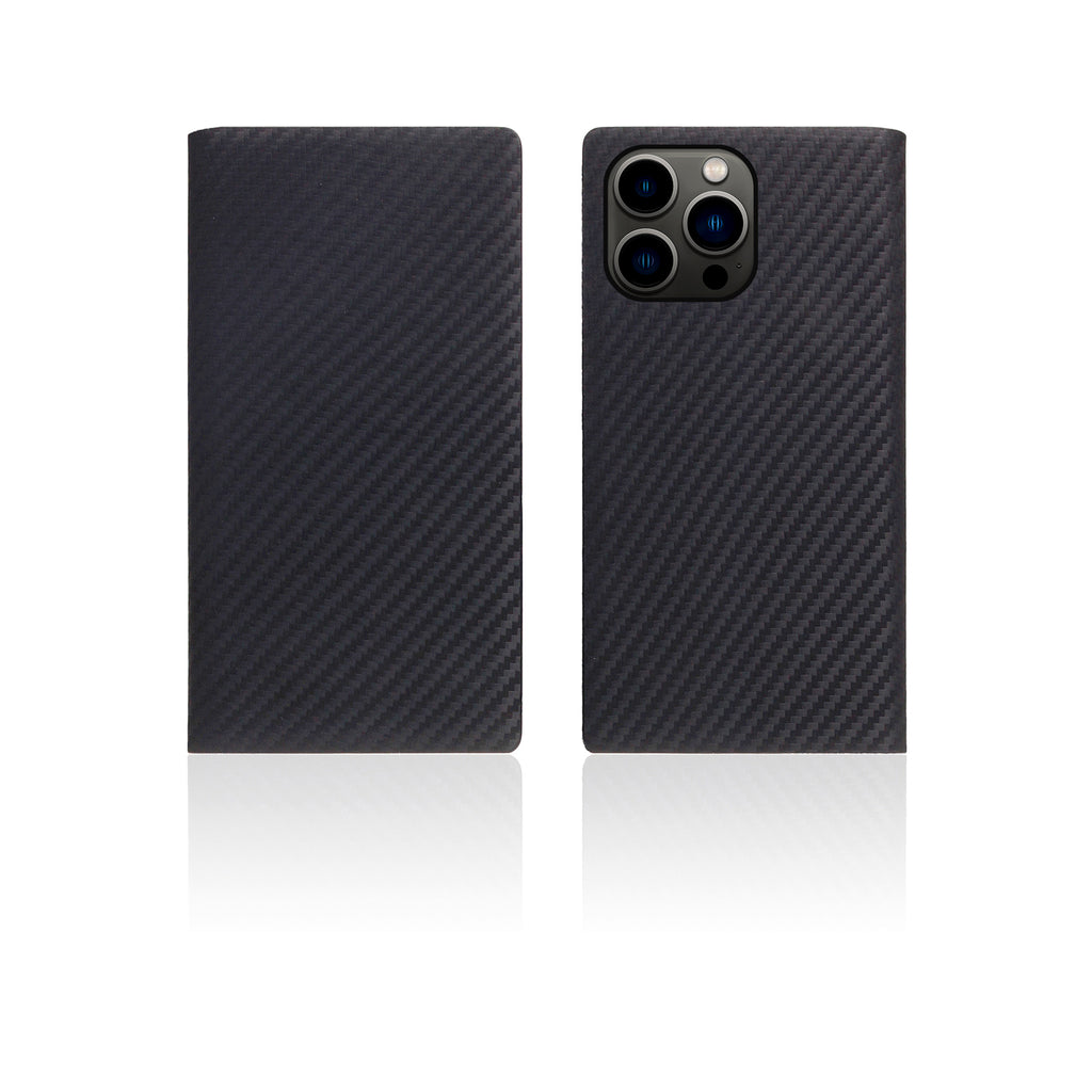D+ Italian Carbon Leather Diary Case for iPhone 13 Pro (Black)