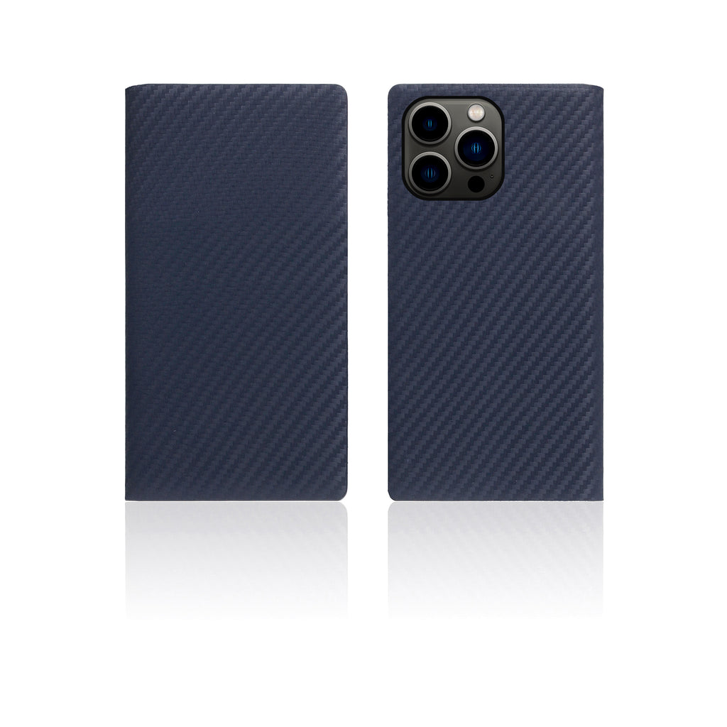 D+ Italian Carbon Leather Diary Case for iPhone 13 Pro (Navy)