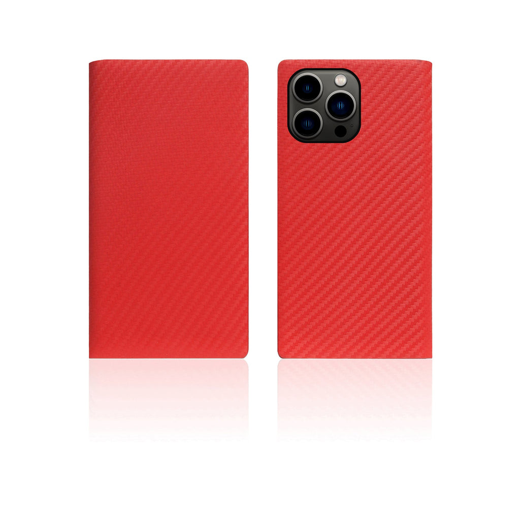 D+ Italian Carbon Leather Diary Case for iPhone 14 Pro (Red)