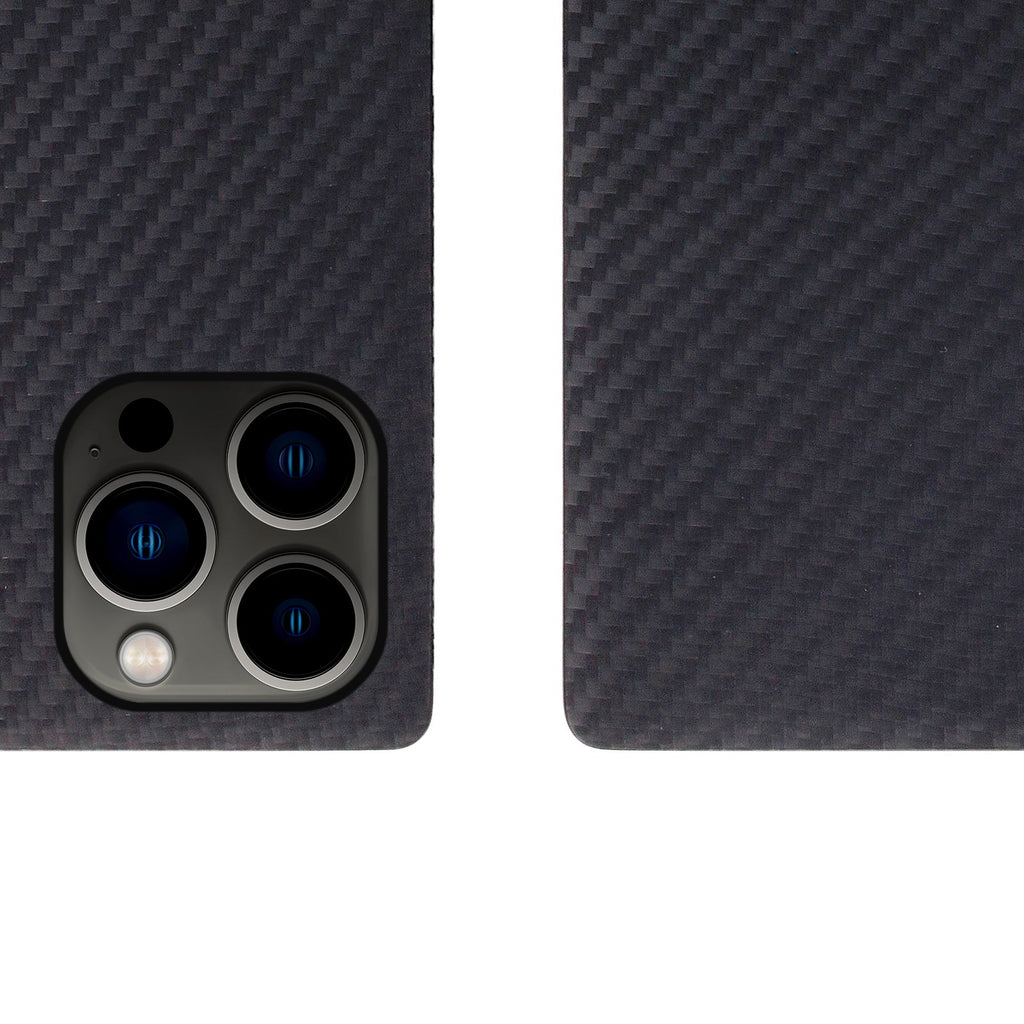 D+ Italian Carbon Leather Diary Case for iPhone 14 Pro (Black)