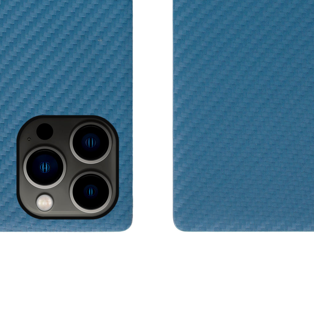 D+ Italian Carbon Leather Diary Case for iPhone 13 Pro (Blue)