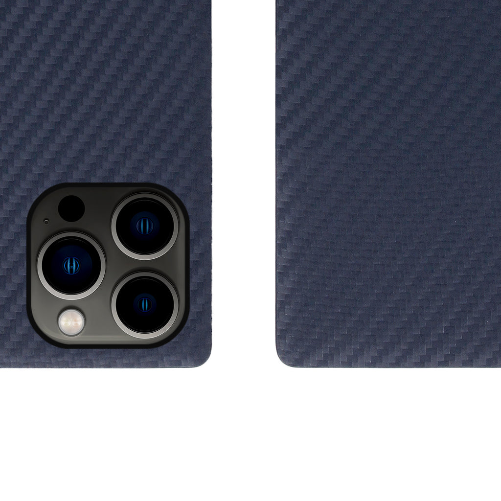 D+ Italian Carbon Leather Diary Case for iPhone 13 Pro (Navy)