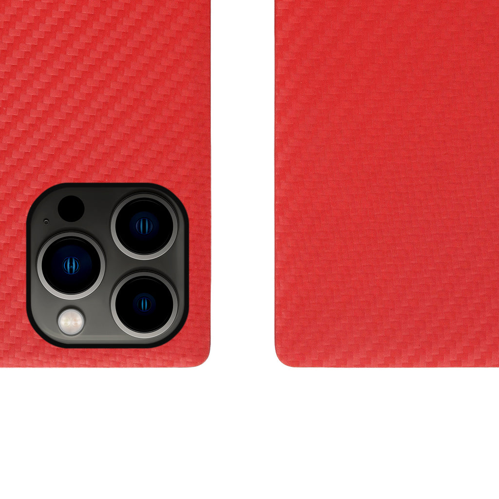 D+ Italian Carbon Leather Diary Case for iPhone 13 Pro (Red)