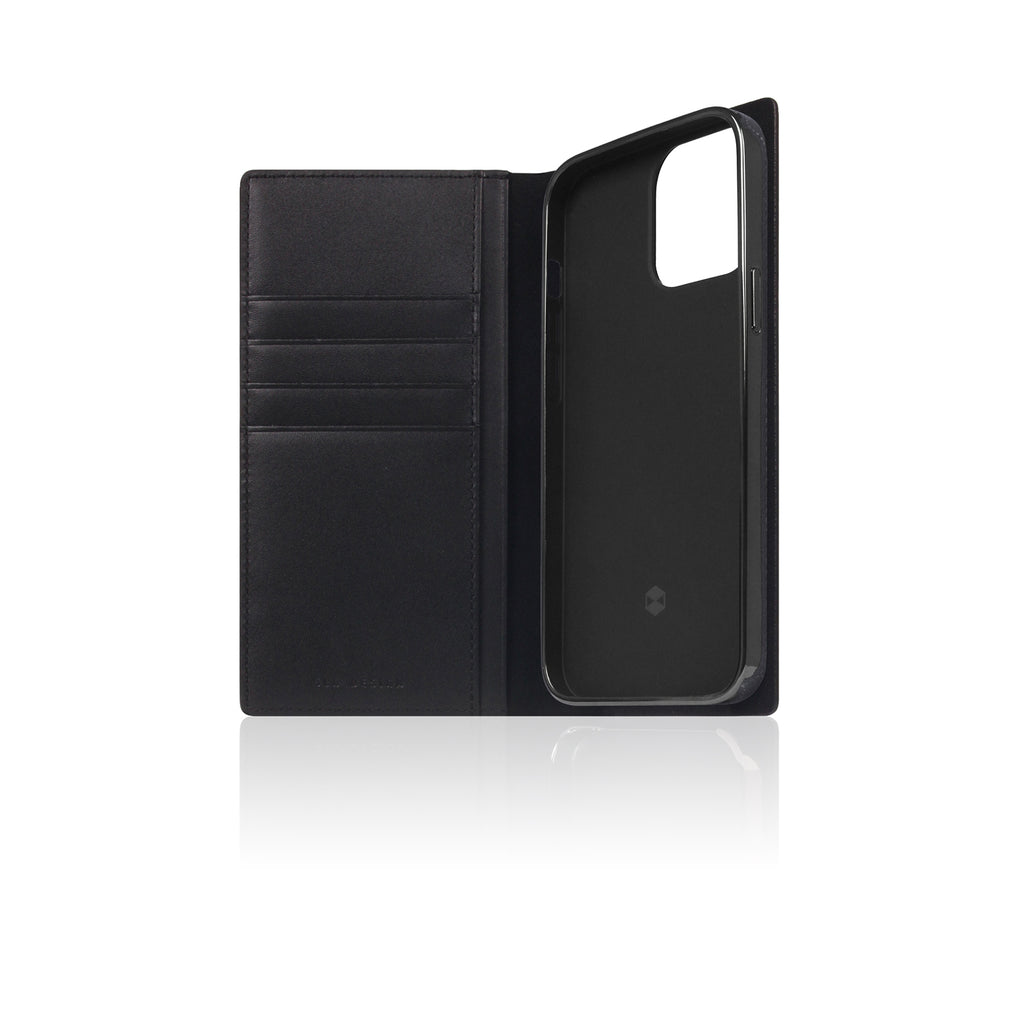 D+ Italian Carbon Leather Diary Case for iPhone 13 Pro (Black)