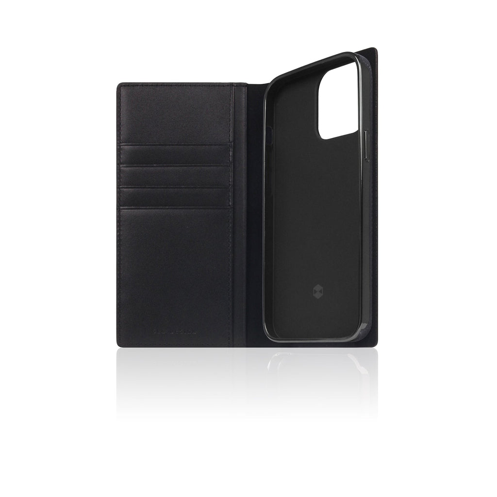 D+ Italian Carbon Leather Diary Case for iPhone 14 Pro (Black)