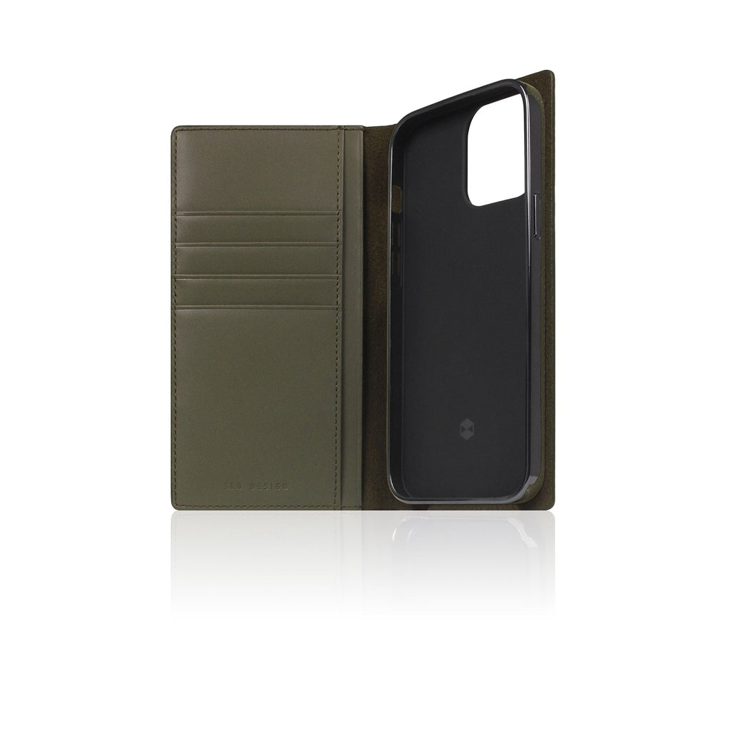D+ Italian Carbon Leather Diary Case for iPhone 14 Pro (Khaki)