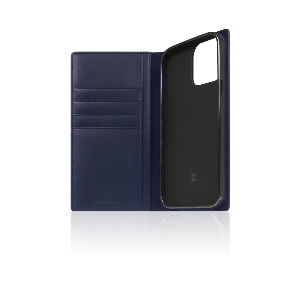 D+ Italian Carbon Leather Diary Case for iPhone 13 Pro (Navy)