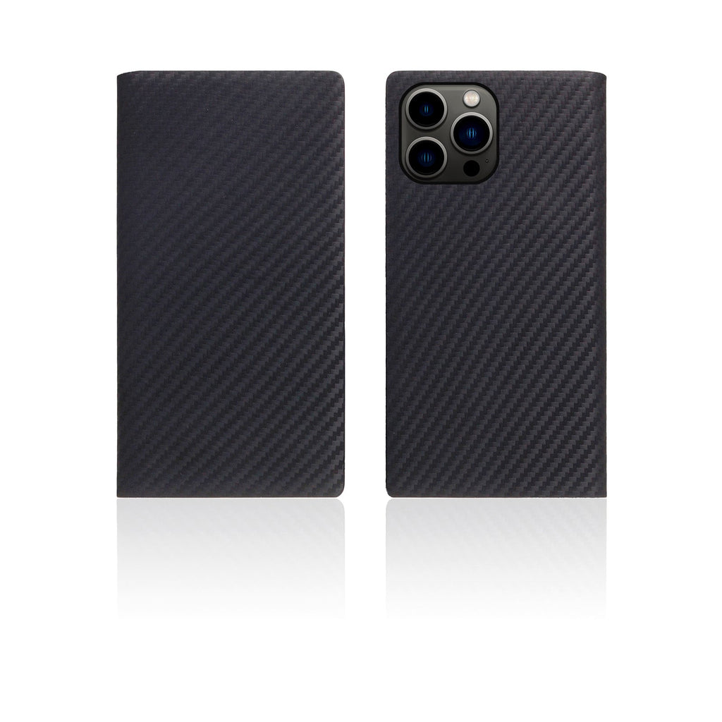 D+ Italian Carbon Leather Diary Case for iPhone 14 Pro Max (Black)