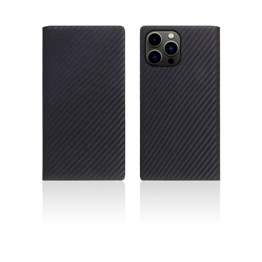 D+ Italian Carbon Leather Diary Case for iPhone 13 Pro Max (Black)
