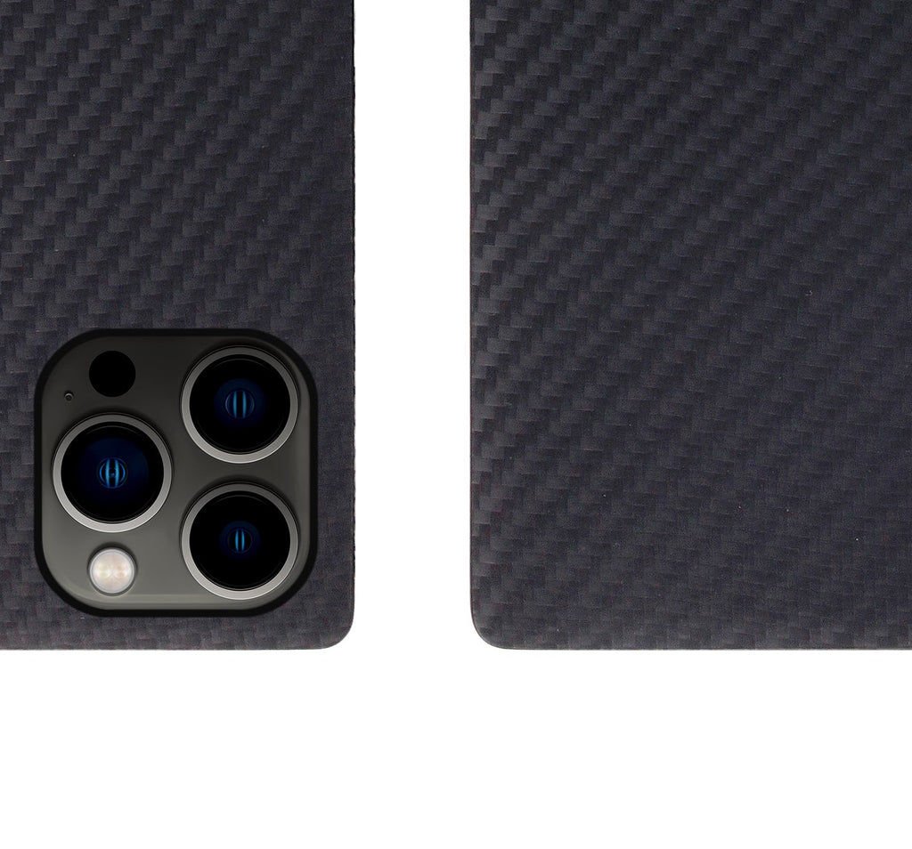 D+ Italian Carbon Leather Diary Case for iPhone 14 Pro Max (Black)