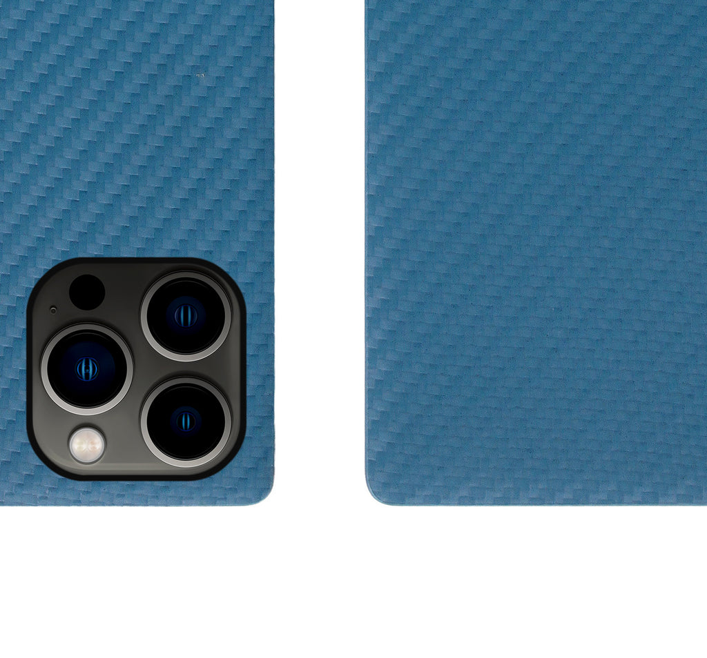 D+ Italian Carbon Leather Diary Case for iPhone 13 Pro Max (Blue)