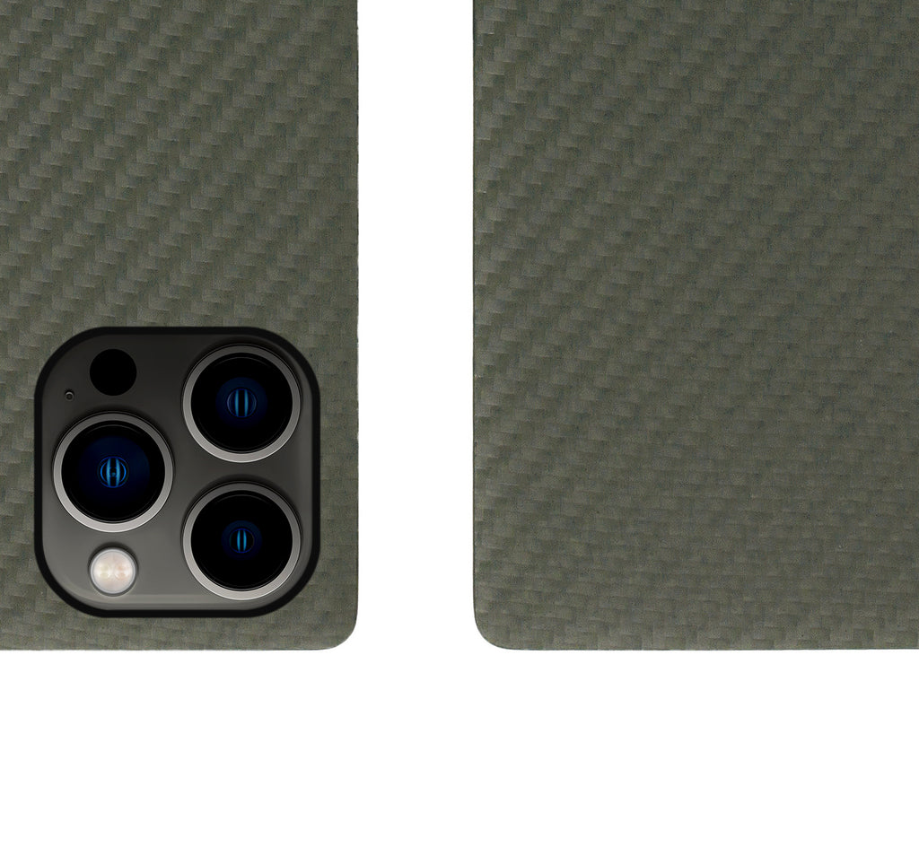 D+ Italian Carbon Leather Diary Case for iPhone 13 Pro Max (Khaki)