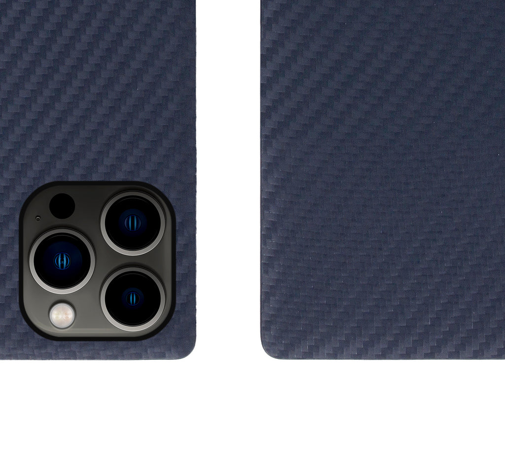 D+ Italian Carbon Leather Diary Case for iPhone 13 Pro Max (Navy)