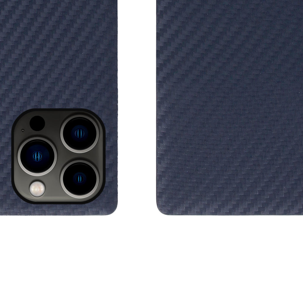 D+ Italian Carbon Leather Diary Case for iPhone 14 Pro Max (Navy)