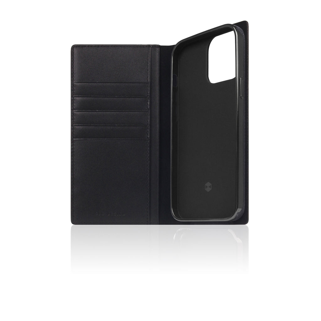D+ Italian Carbon Leather Diary Case for iPhone 13 Pro Max (Black)