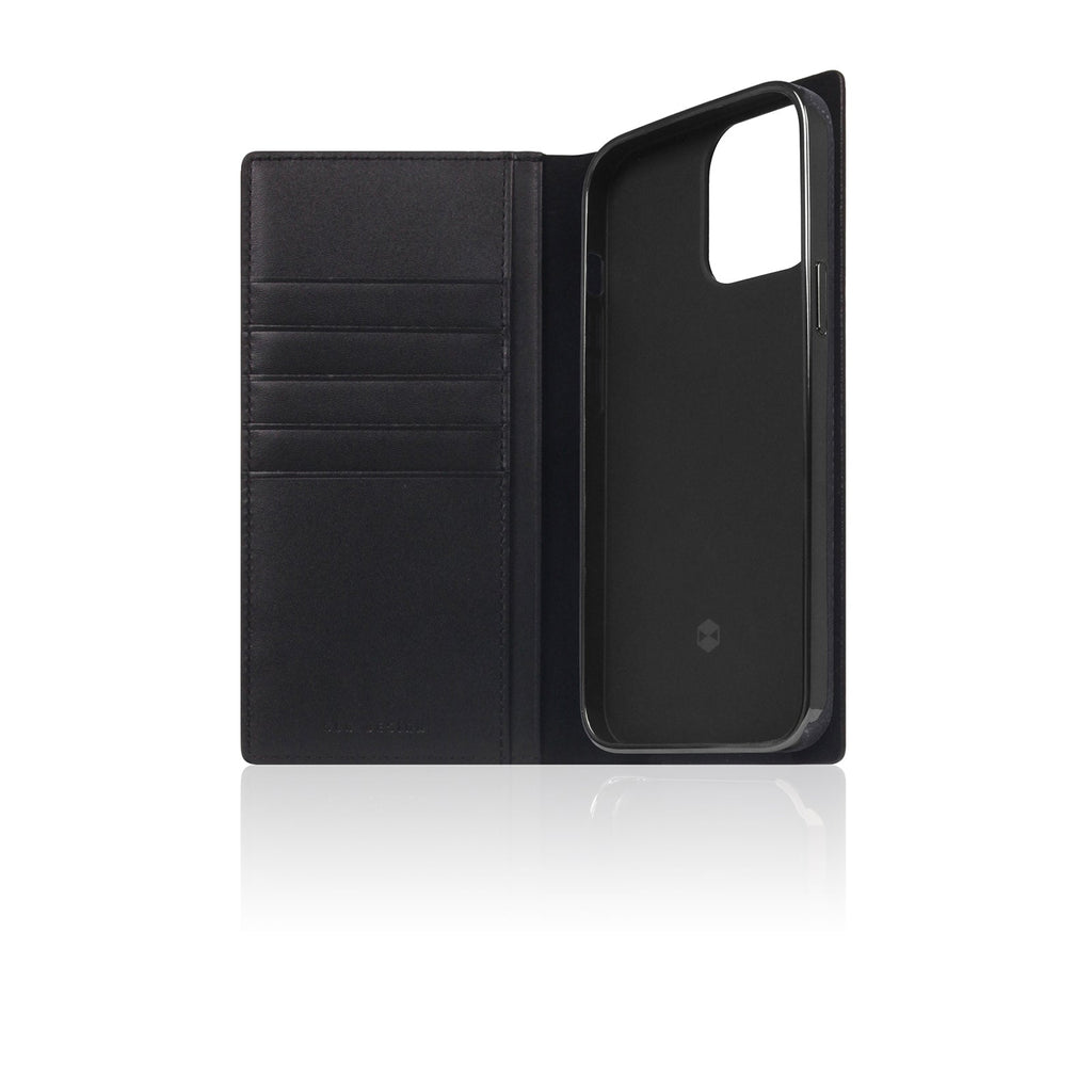 D+ Italian Carbon Leather Diary Case for iPhone 14 Pro Max (Black)