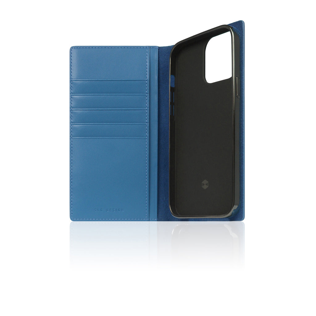 D+ Italian Carbon Leather Diary Case for iPhone 13 Pro Max (Blue)