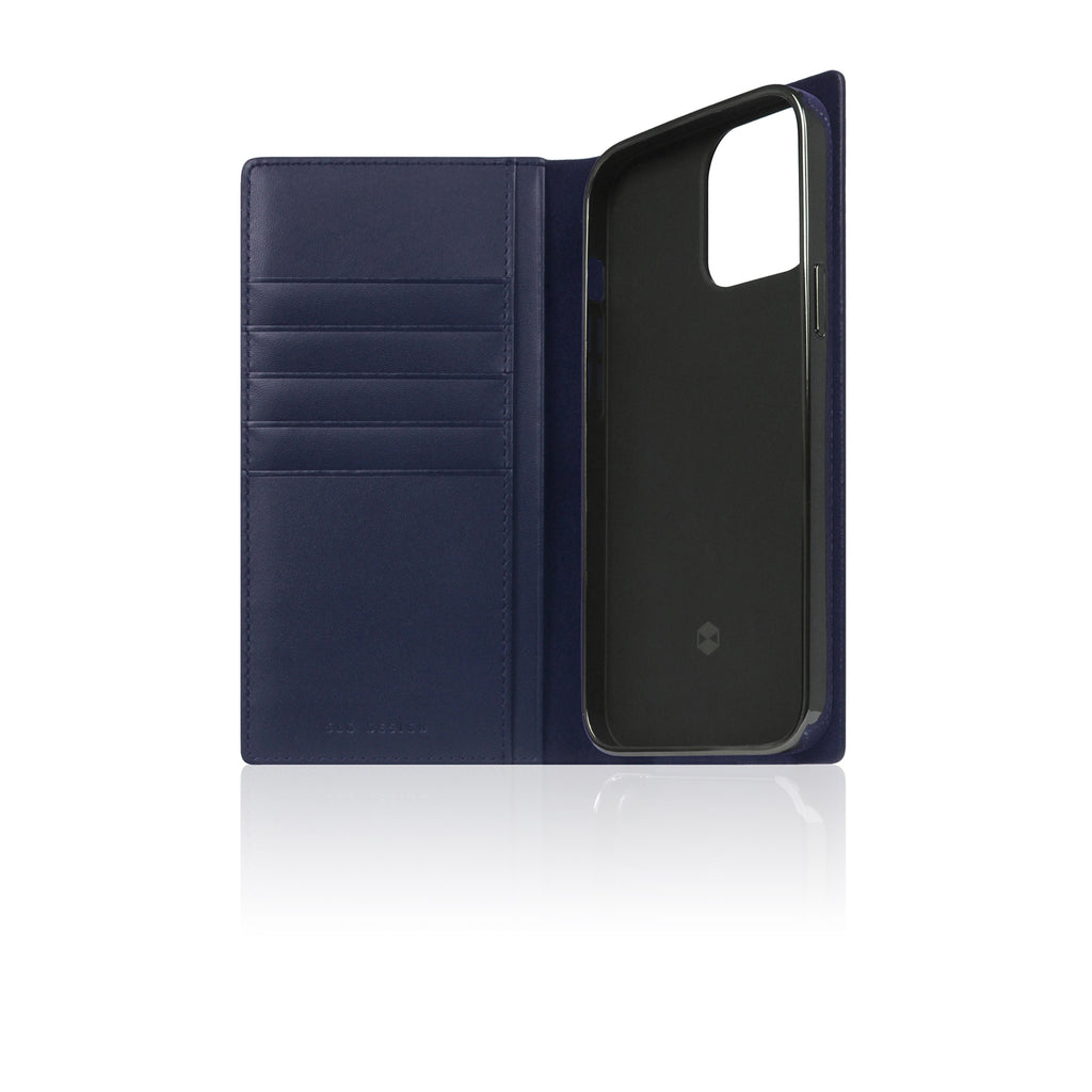 D+ Italian Carbon Leather Diary Case for iPhone 13 Pro Max (Navy)