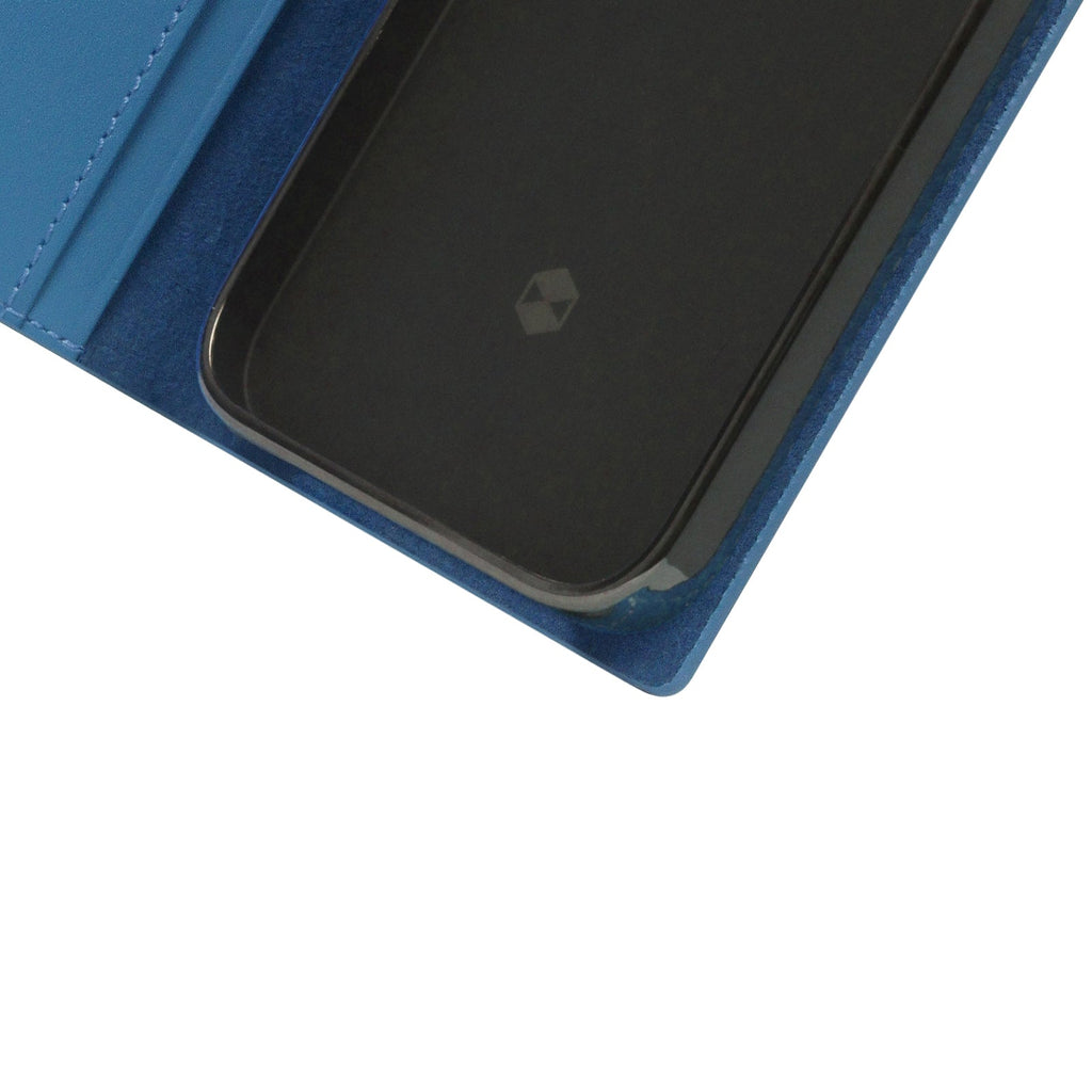 D+ Italian Carbon Leather Diary Case for iPhone 14 Pro Max (Blue)