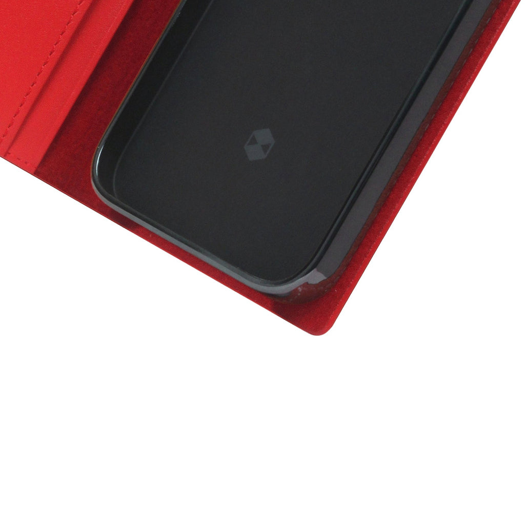 D+ Italian Carbon Leather Diary Case for iPhone 14 Pro Max (Red)