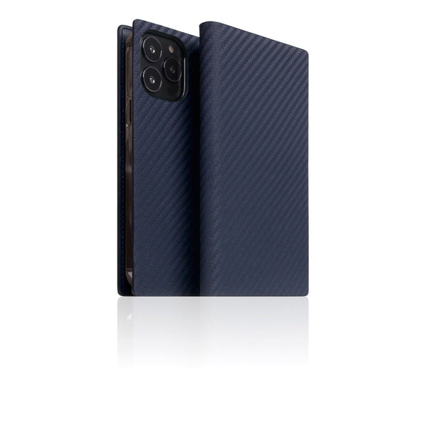D+ Italian Carbon Leather Diary Case for iPhone 14 Pro Max (Navy)