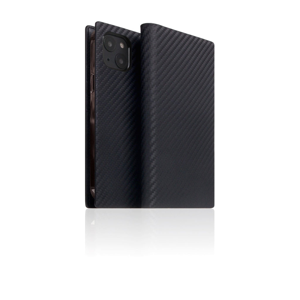 D+ Italian Carbon Leather Diary Case for iPhone 14 (Black)