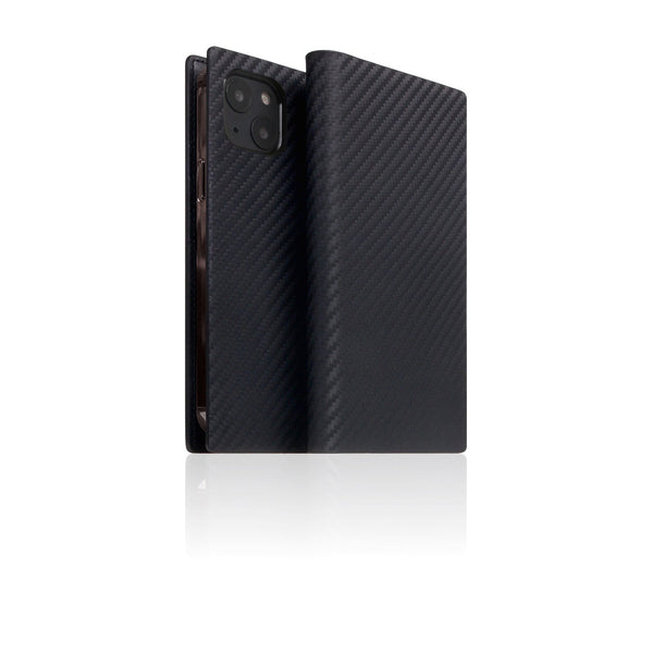 D+ Italian Carbon Leather Diary Case for iPhone 14 (Black)