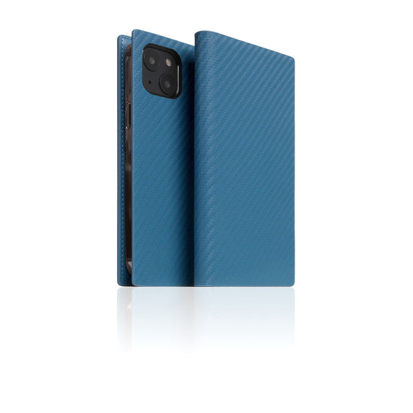 D+ Italian Carbon Leather Diary Case for iPhone 13 (Blue)