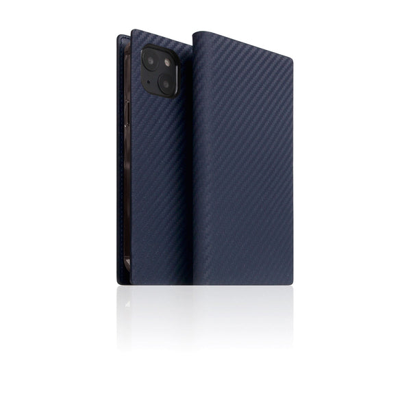 D+ Italian Carbon Leather Diary Case for iPhone 14 (Navy)
