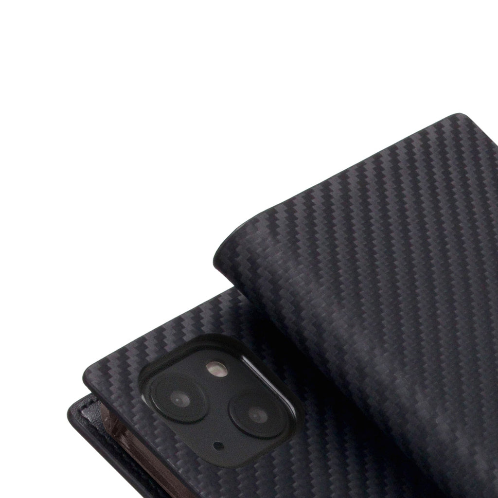 D+ Italian Carbon Leather Diary Case for iPhone 14 (Black)
