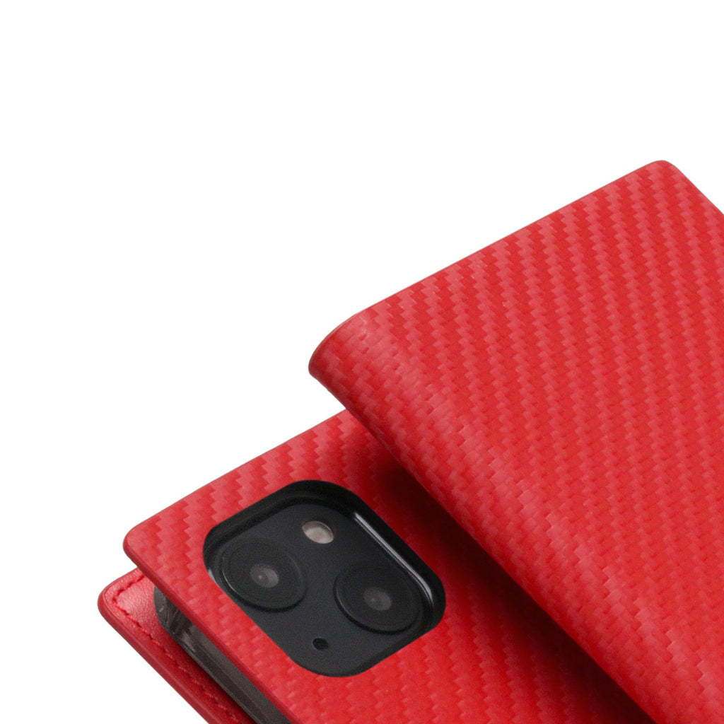 D+ Italian Carbon Leather Diary Case for iPhone 14 (Red)