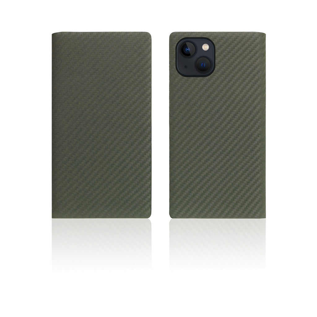 D+ Italian Carbon Leather Diary Case for iPhone 14 Plus (Khaki)