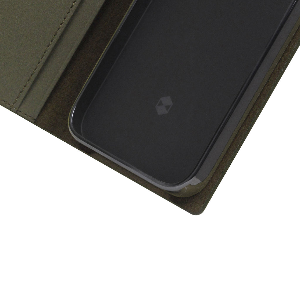 D+ Italian Carbon Leather Diary Case for iPhone 14 Plus (Khaki)