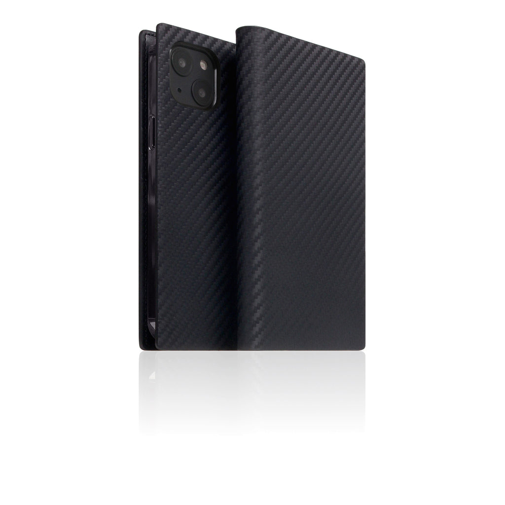 D+ Italian Carbon Leather Diary Case for iPhone 14 Plus (Black)