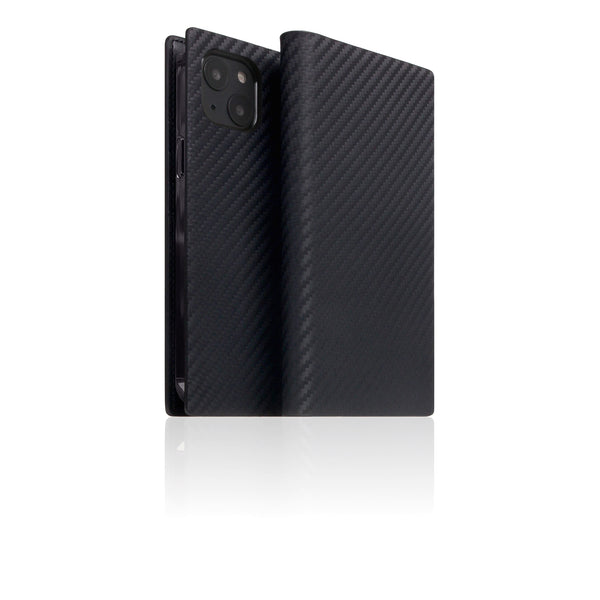 D+ Italian Carbon Leather Diary Case for iPhone 14 Plus (Black)