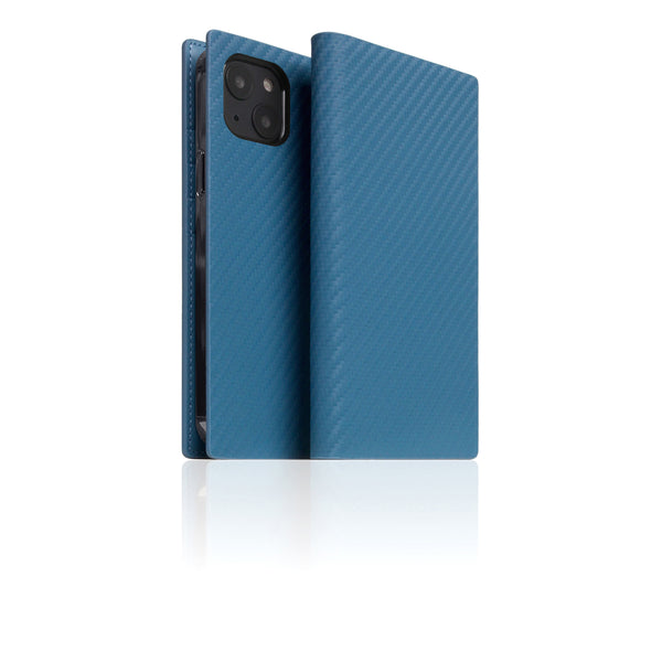D+ Italian Carbon Leather Diary Case for iPhone 14 Plus (Blue)