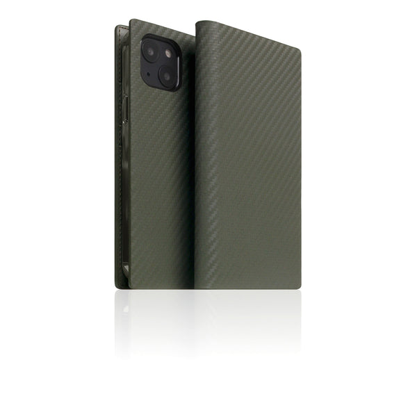 D+ Italian Carbon Leather Diary Case for iPhone 14 Plus (Khaki)