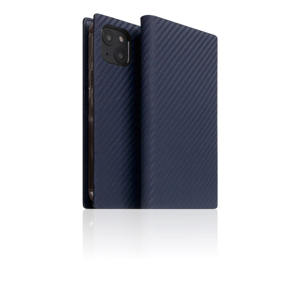 D+ Italian Carbon Leather Diary Case for iPhone 14 Plus (Navy)