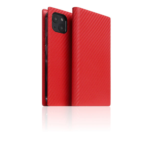 D+ Italian Carbon Leather Diary Case for iPhone 14 Plus (Red)