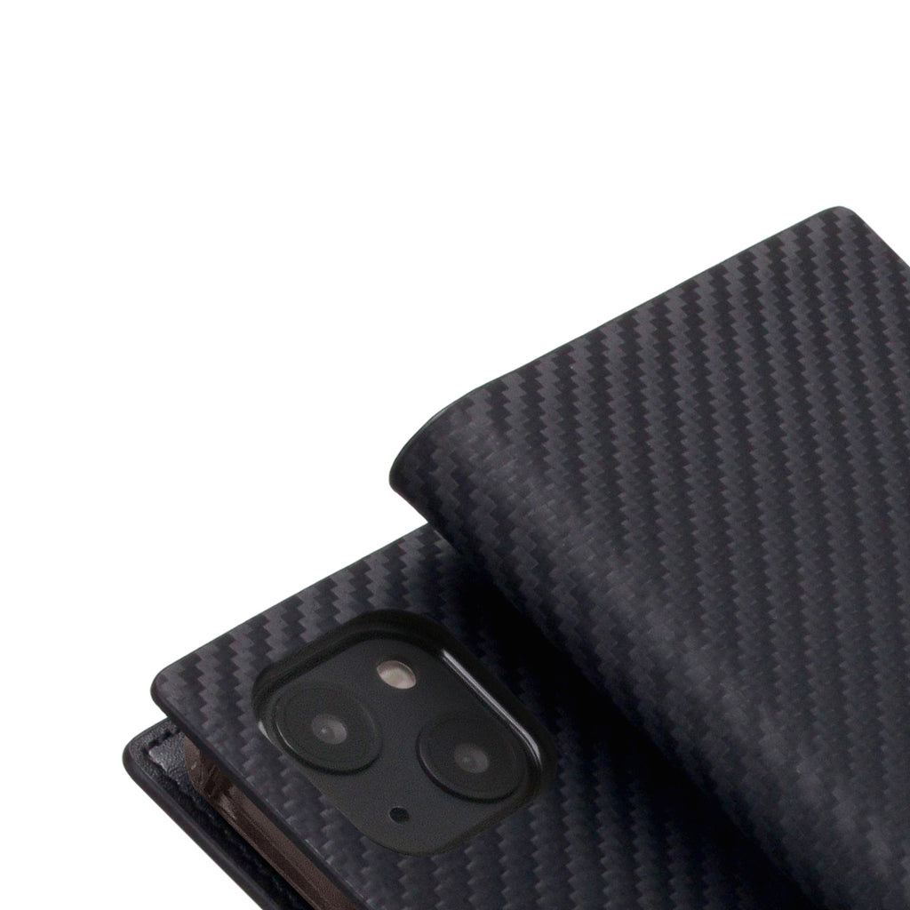 D+ Italian Carbon Leather Diary Case for iPhone 14 Plus (Black)