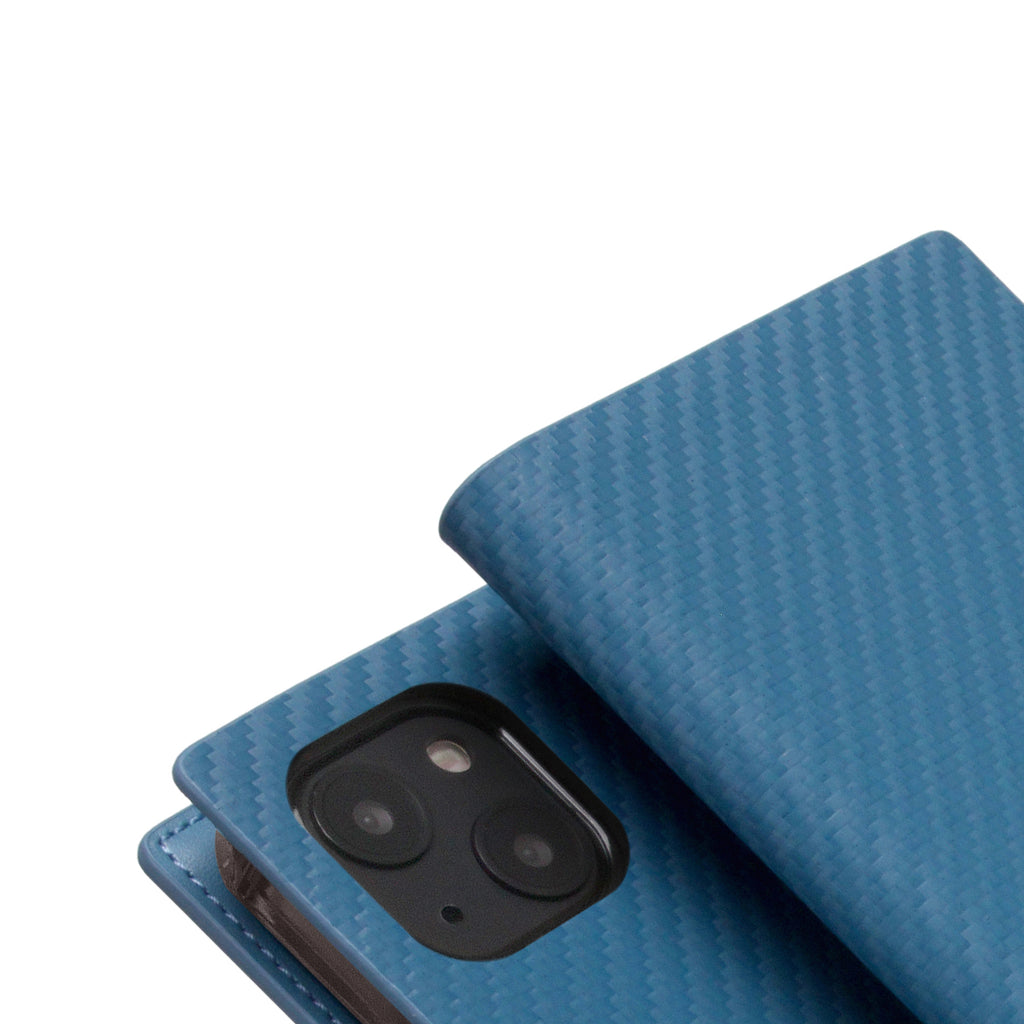 D+ Italian Carbon Leather Diary Case for iPhone 14 Plus (Blue)