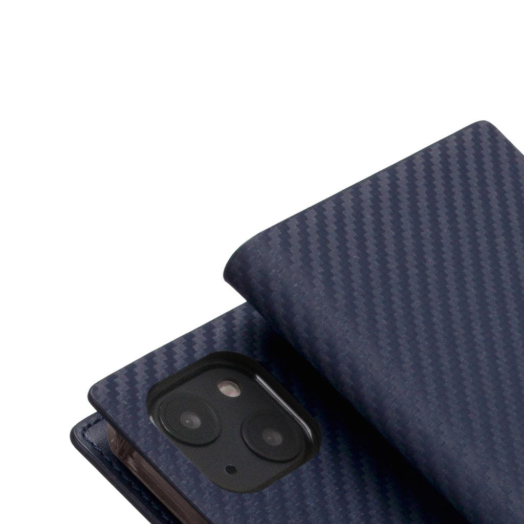 D+ Italian Carbon Leather Diary Case for iPhone 14 Plus (Navy)