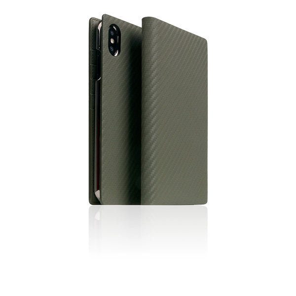 D+ Italian Carbon Leather Case for iPhone Xs Max Khaki
