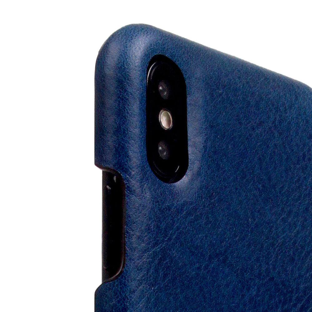 D+ Italian Temponata Leather Back Case for iPhone X / XS Blue Tan