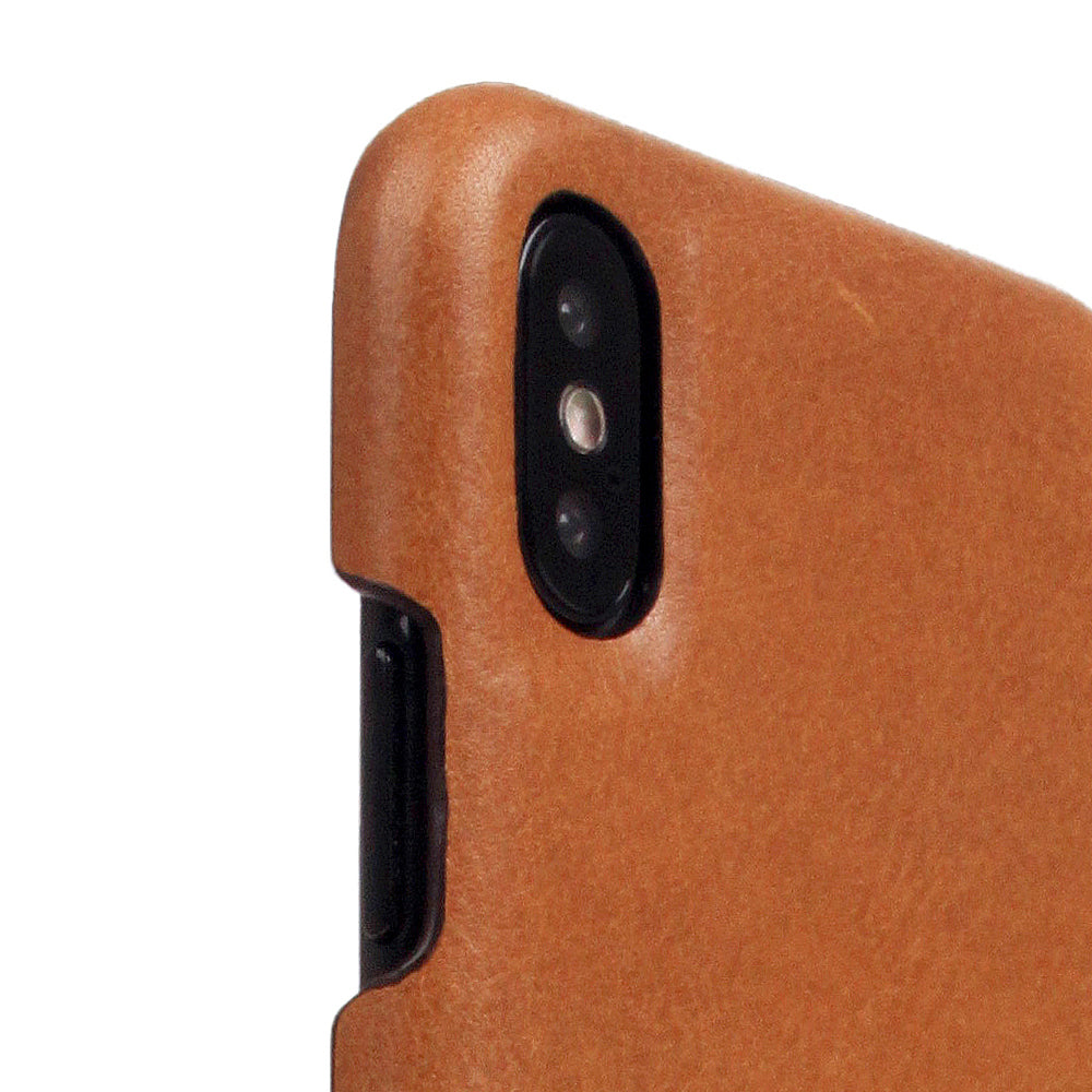 D+ Italian Temponata Leather Back Case for iPhone X / XS Tan Blue