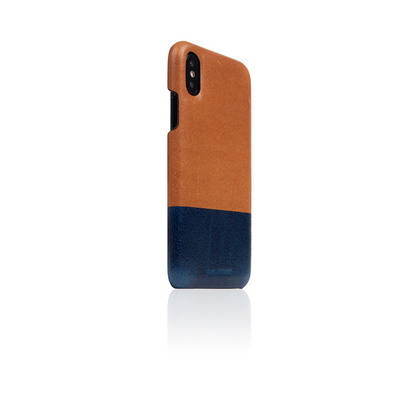 D+ Italian Temponata Leather Back Case for iPhone X / XS Tan Blue
