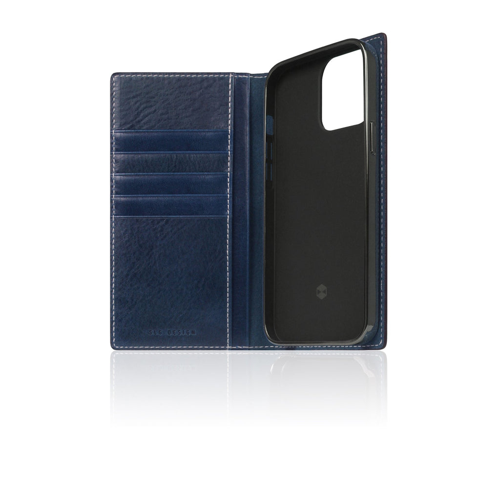 D+ Italian Temponata Leather Diary Case for iPhone 14 Pro Max (Blue)