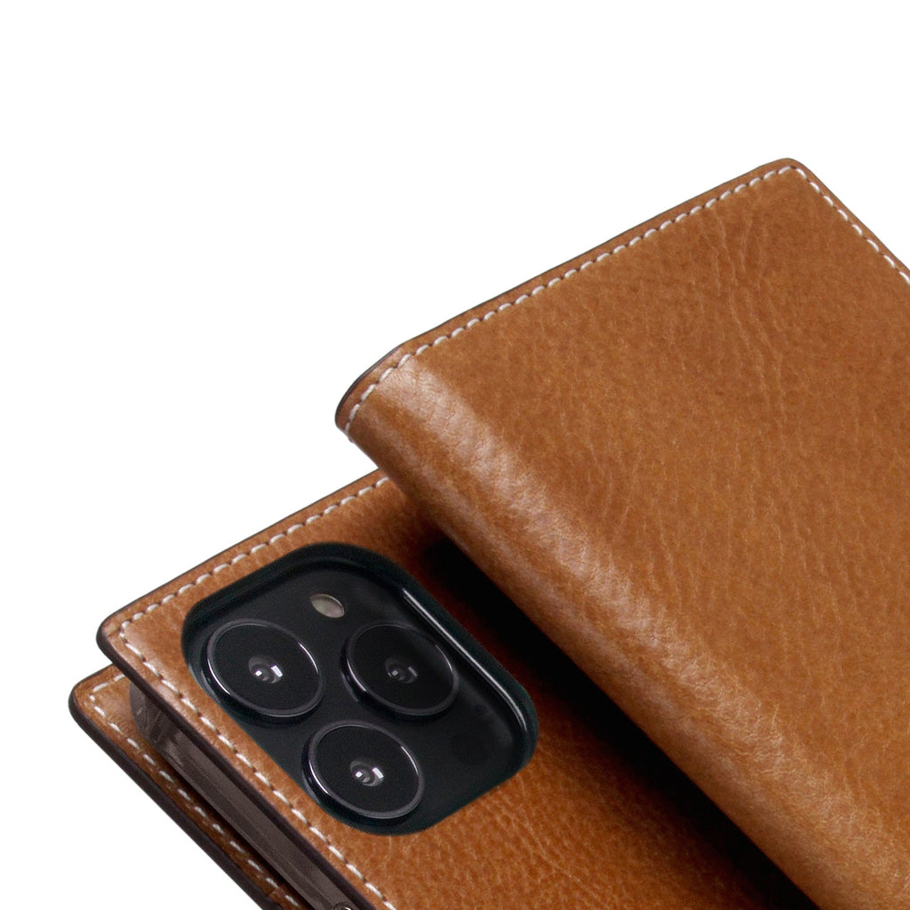D+ Italian Temponata Leather Diary Case for iPhone 14 Pro Max (Tan)