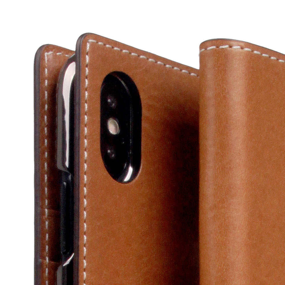 D+ Italian Temponata Leather Case for iPhone X / XS Tan Blue
