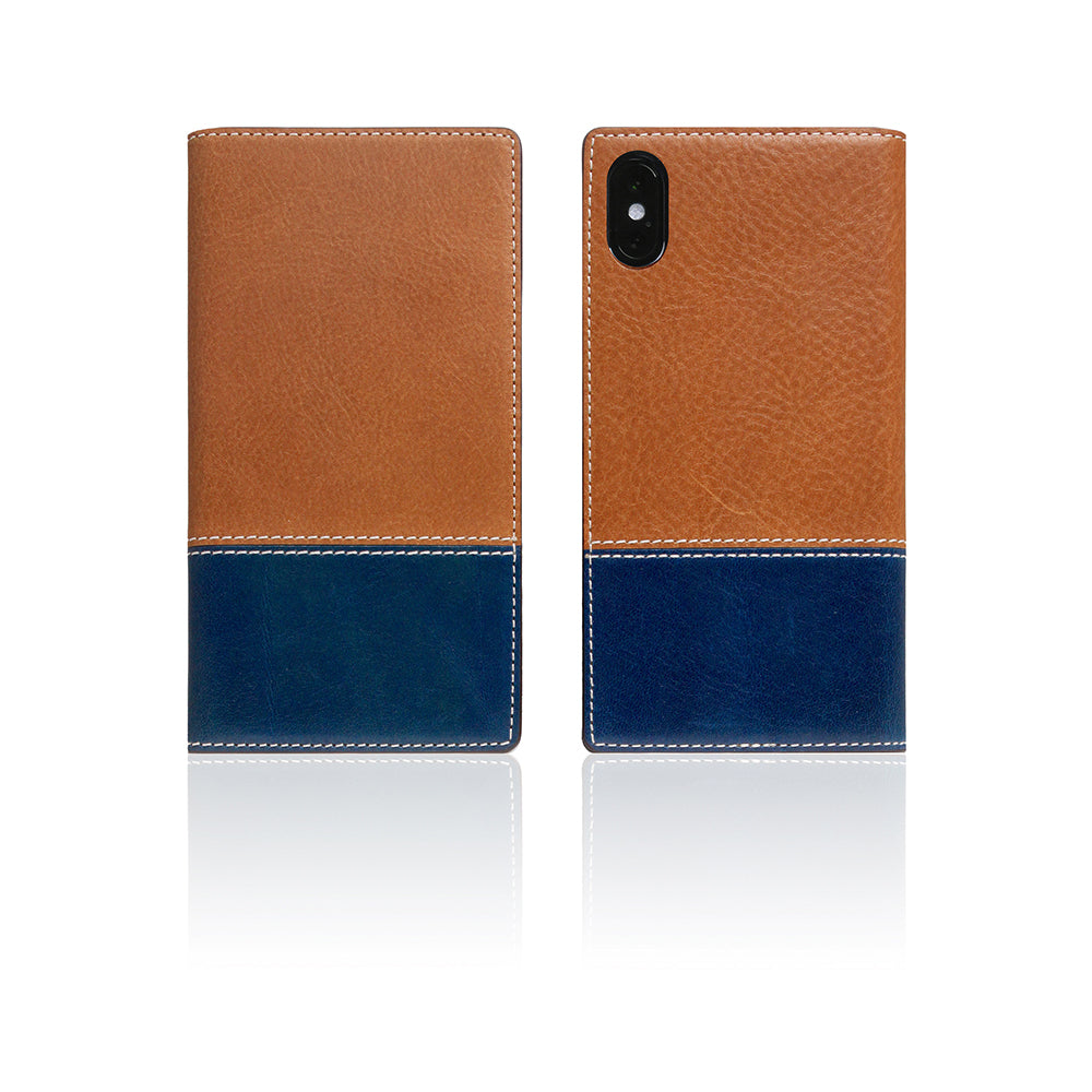 D+ Italian Temponata Leather Case for iPhone X / XS Tan Blue